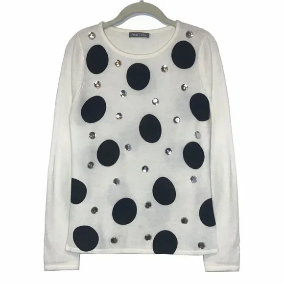 Fun Party Sweater with Big Dots and Rhinestones NWOT - Picture 1 of 4